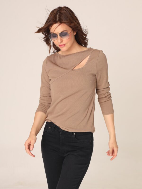 Ženska majica dug rukav - bež, XS