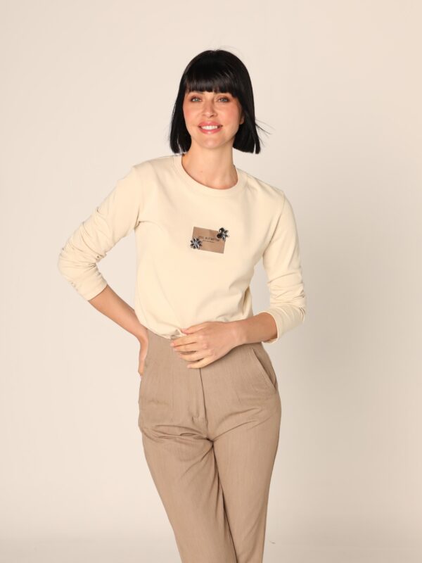 Ženska majica dug rukav - svetlo pesak, M