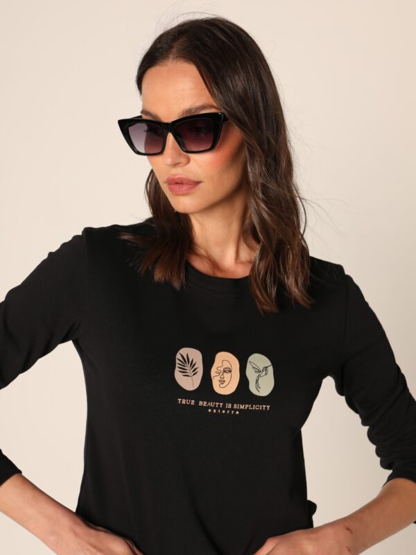 Ženska majica dug rukav - crna, S